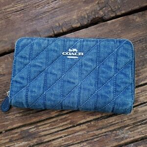 Coach Blue Denim Quilted Wallet